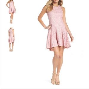 Drop Waist Lace Ruffle Hem Dress